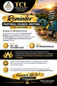 Flyer: Pastoral Council Meeting, TCI Zimbabwe, 24 to 25 October 2026, TCI Ntabazinduna