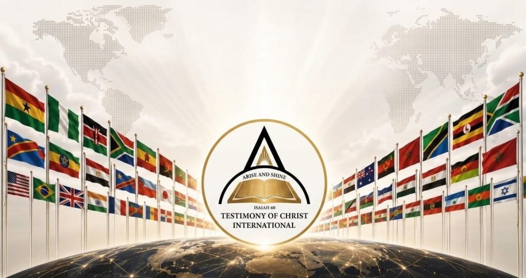 The TCI emblem surrounded by the flags of the nations, set over the globe